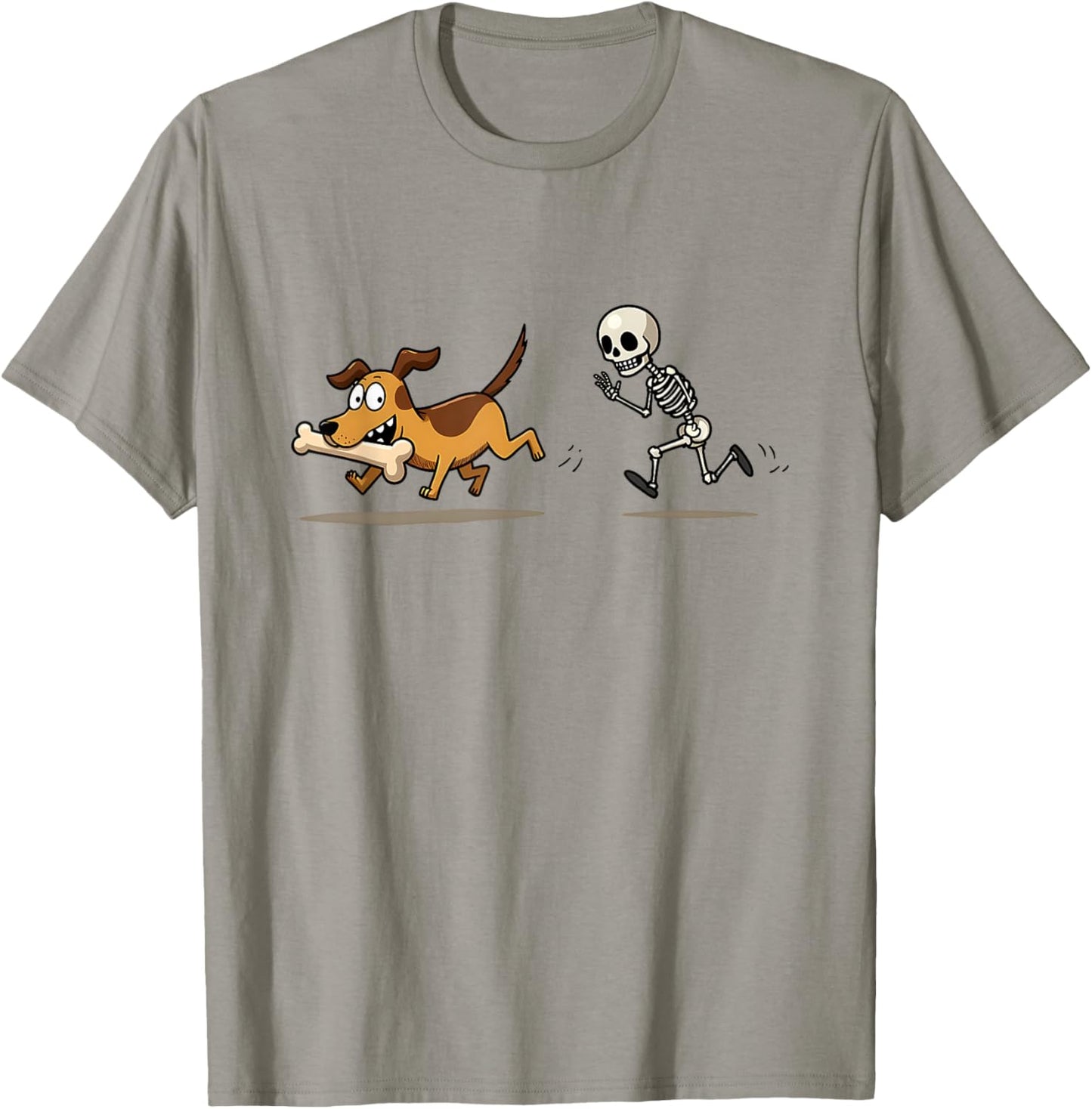 Hilarious Dog Stealing a Bone from a Skeleton T-Shirt - T-Shirt | Sand