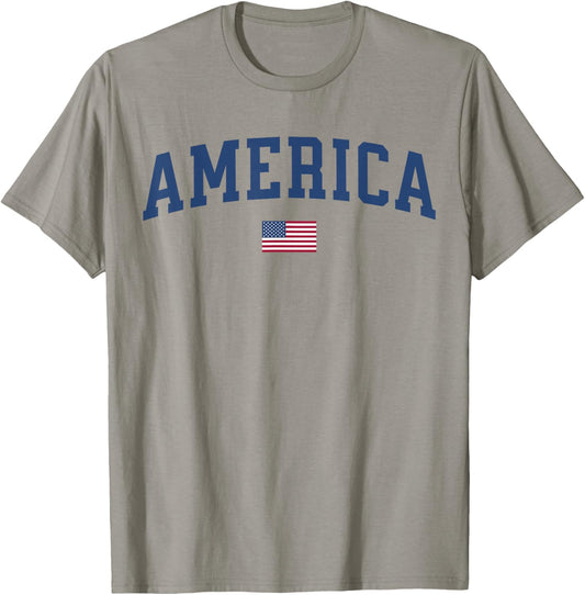 America USA Women Men Kids American Flag July 4th Patriotic T-Shirt - T-Shirt | Sand