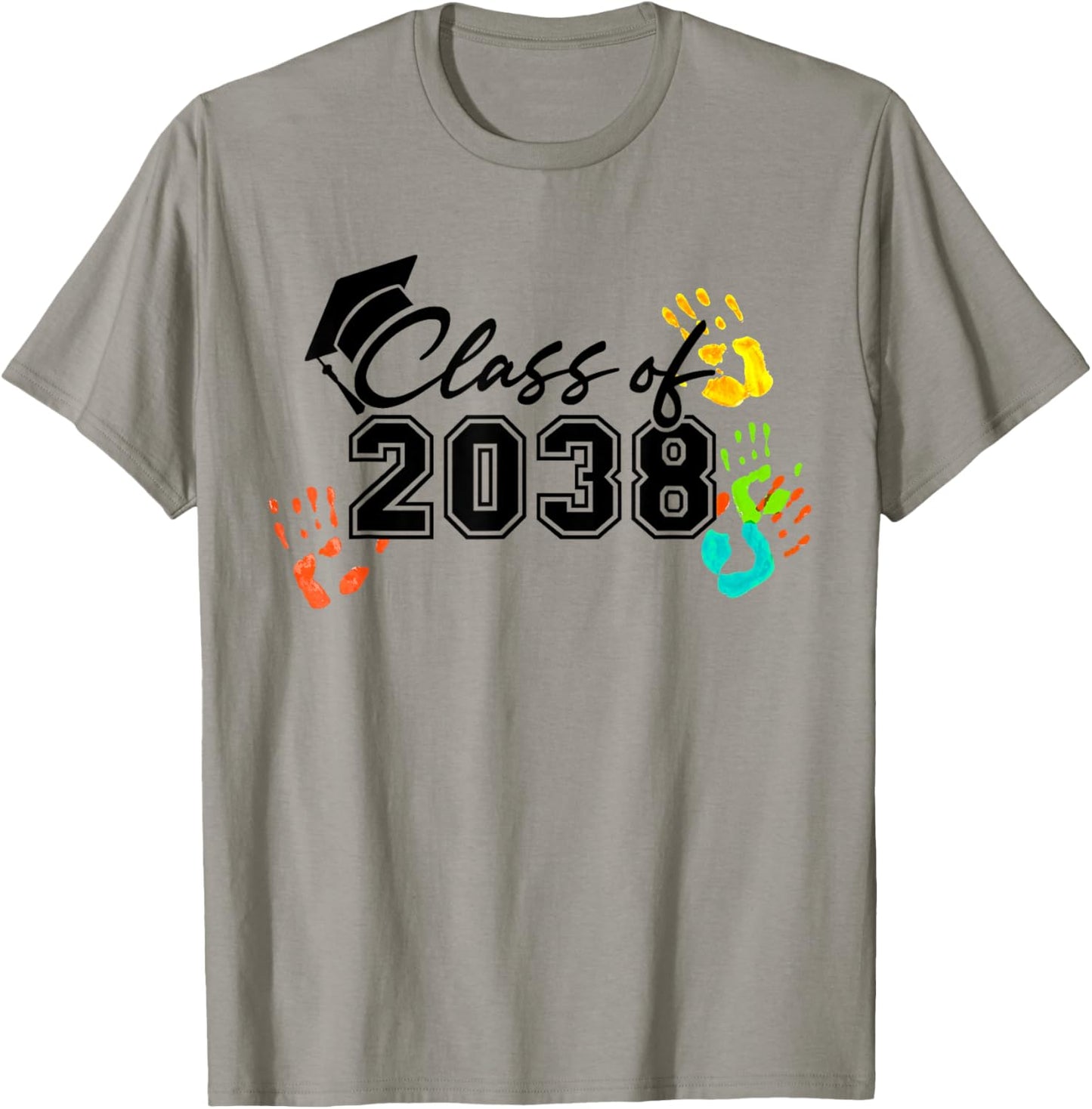 Class of 2038 Grow With Me Handprint On Back Pre-K to 12th T-Shirt - T-Shirt | Sand