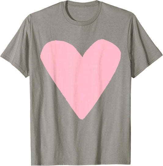 Light Pink Heart Light Grey T-Shirt - T-Shirt | Sand