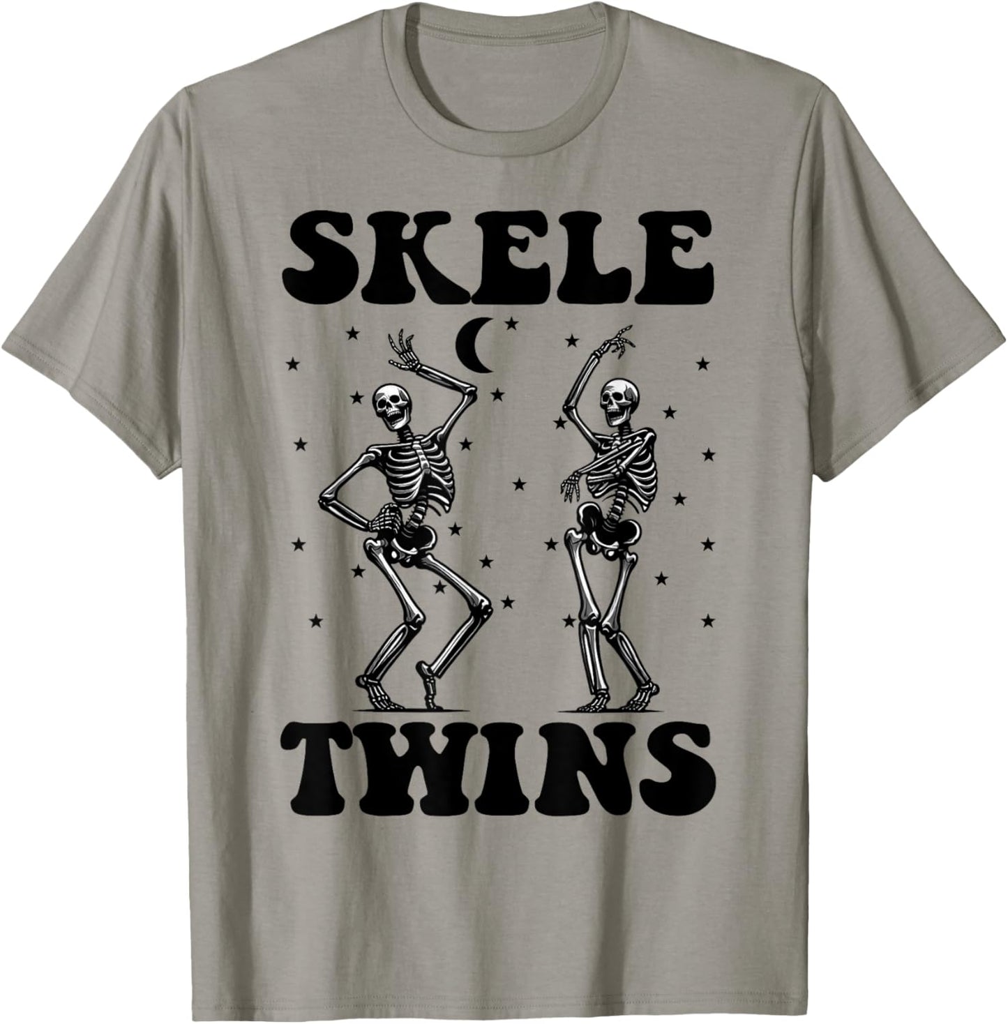 Twins Halloween Matching Skeletwins Funny Dancing Skeletons T-Shirt - T-Shirt | Sand