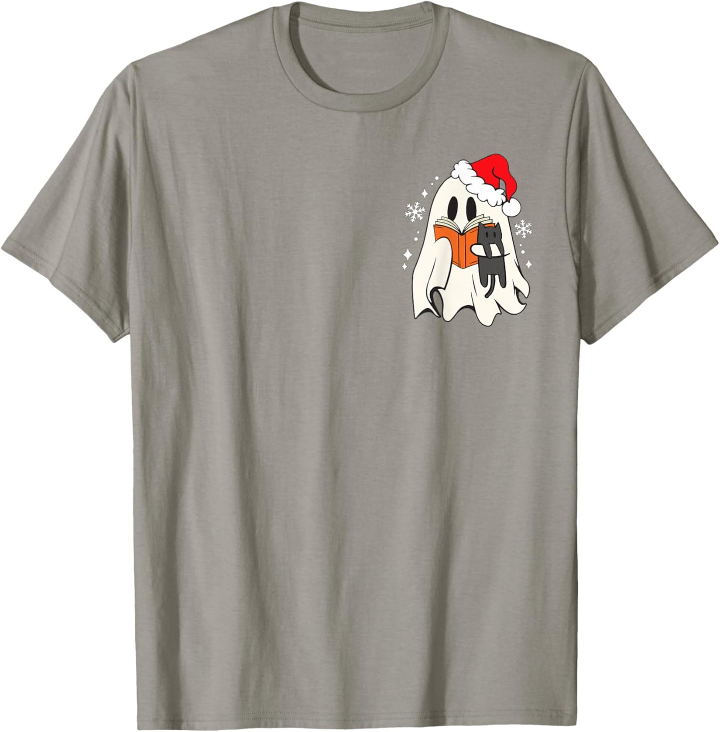 Retro Ghost Reading Book With Cat Bookish Club Christmas Women Kids T-Shirt - T-Shirt | Sand