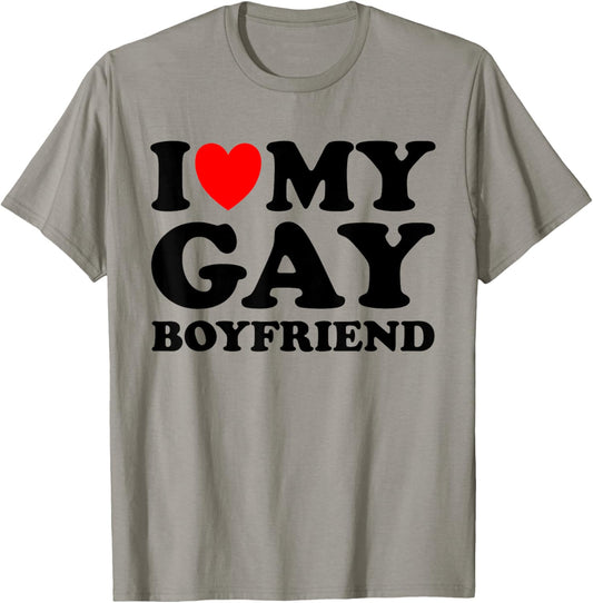 I Love My Gay Boyfriend I Heart My Gay Boyfriend Pink T-Shirt - T-Shirt | Sand
