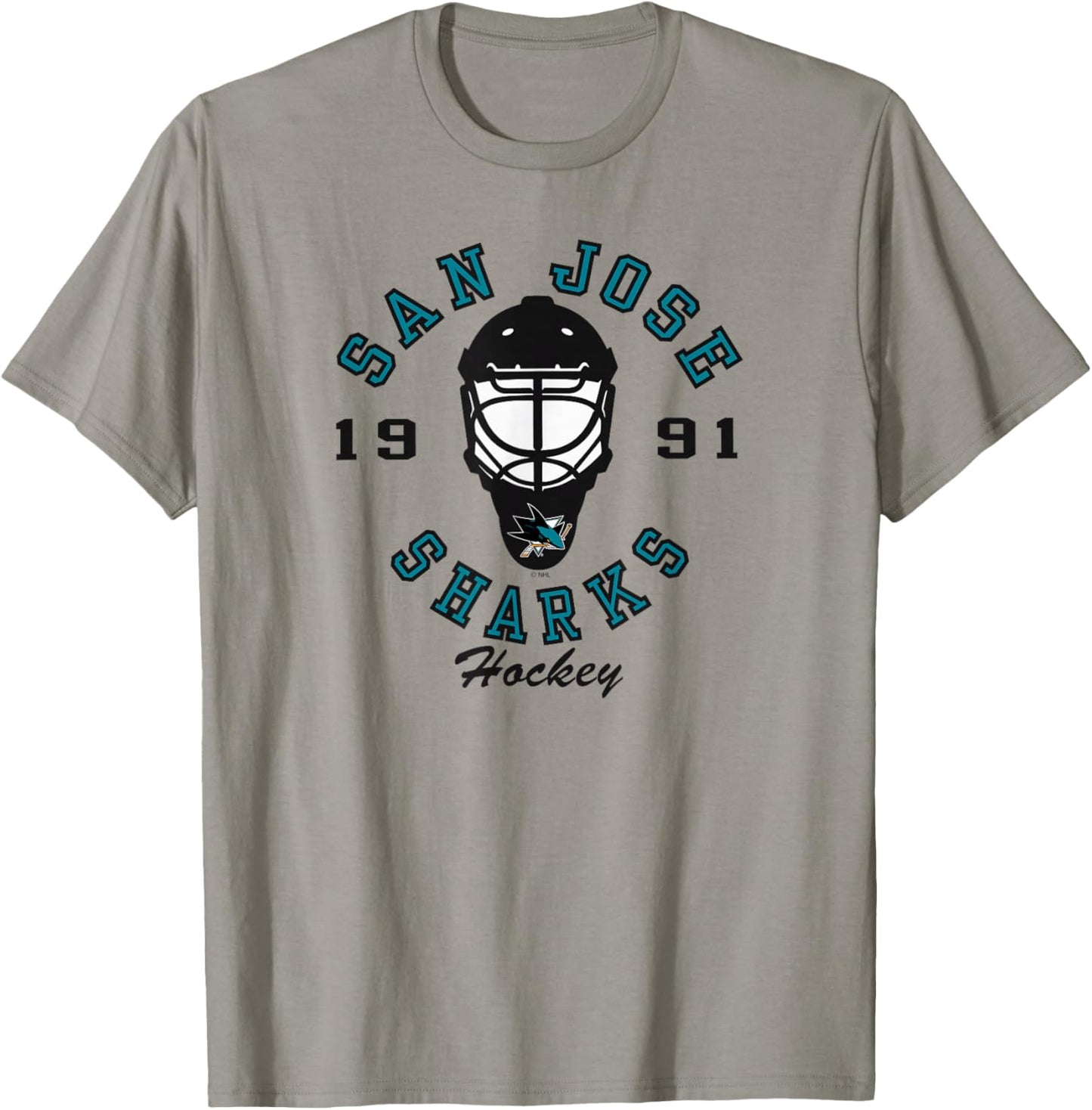 San Jose Sharks Hockey Mask Gray Officially Licensed T-Shirt - T-Shirt | Sand