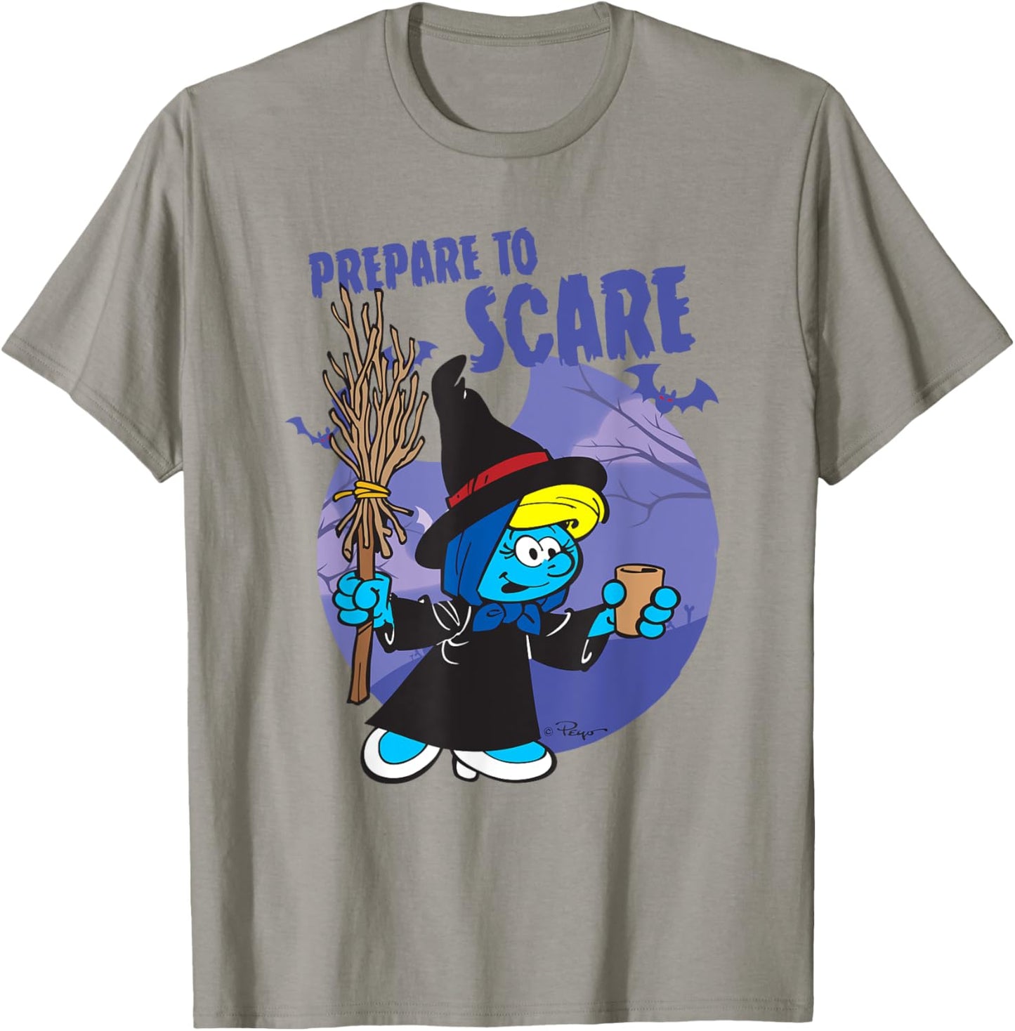 The Smurfs Prepare to Scare Witch Halloween Retro Cartoon T-Shirt - T-Shirt | Sand