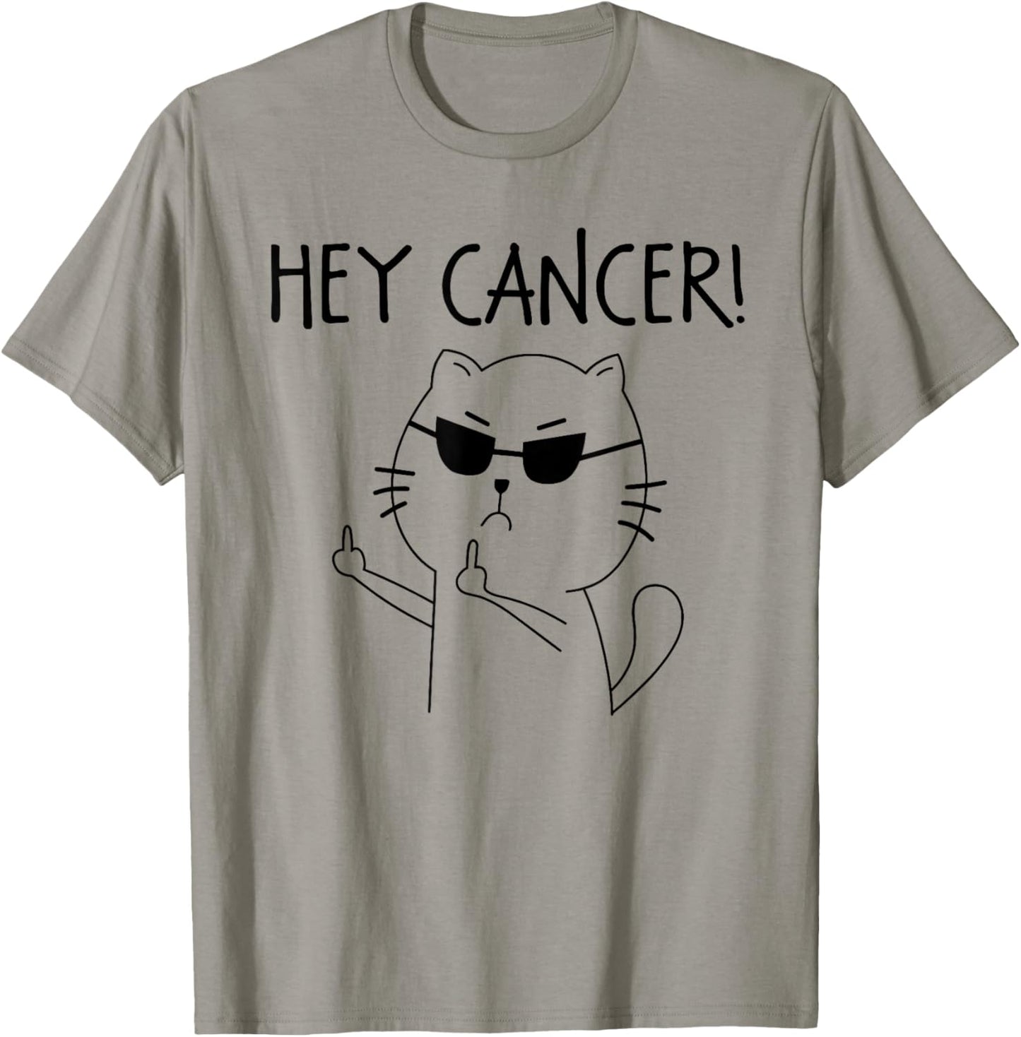 Hey Cancer F Funny Cat Middle Finger T-Shirt - T-Shirt | Sand