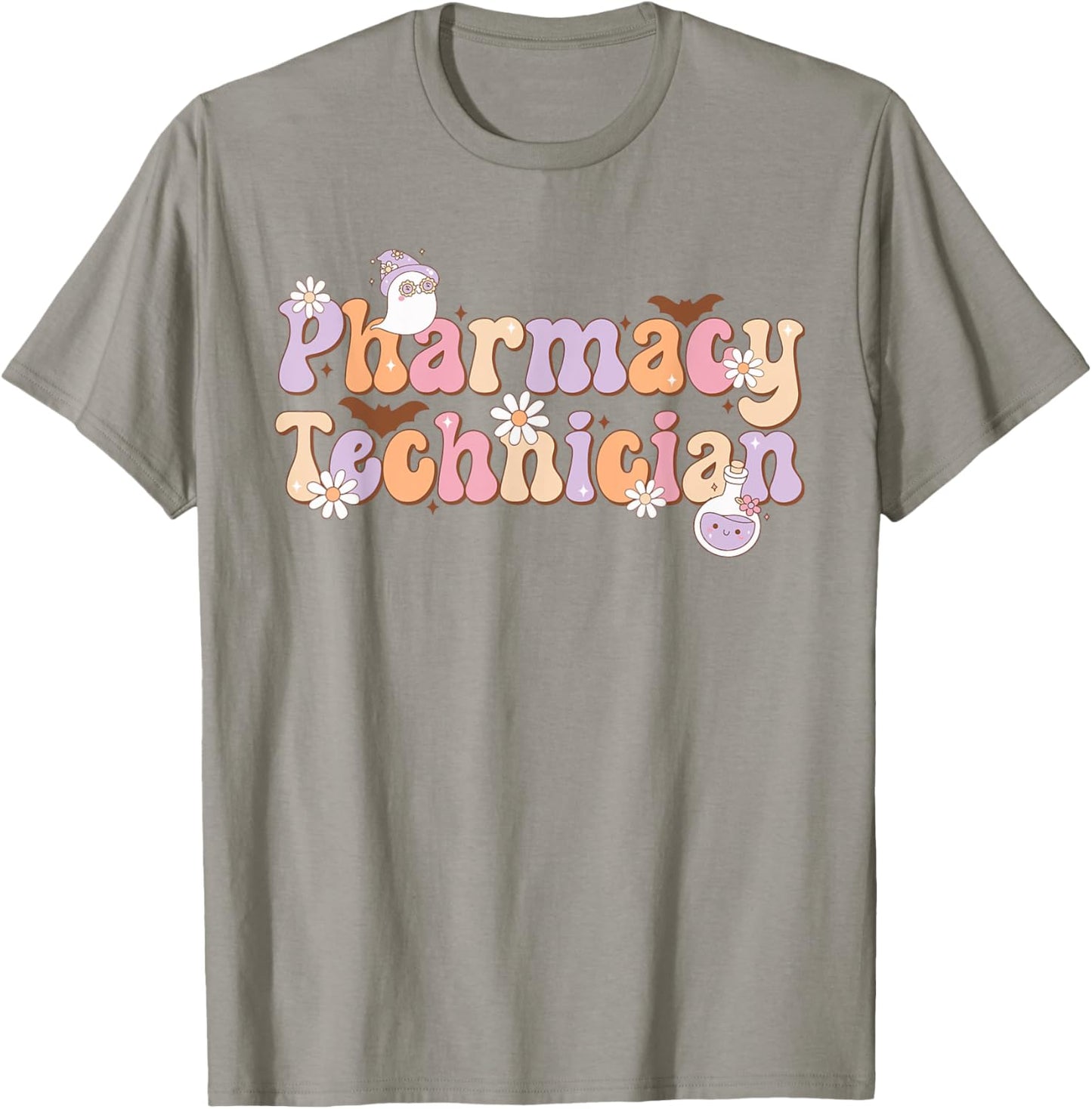 Retro Pharmacy Technician Halloween Spooky Pharmacy Tech T-Shirt - T-Shirt | Sand
