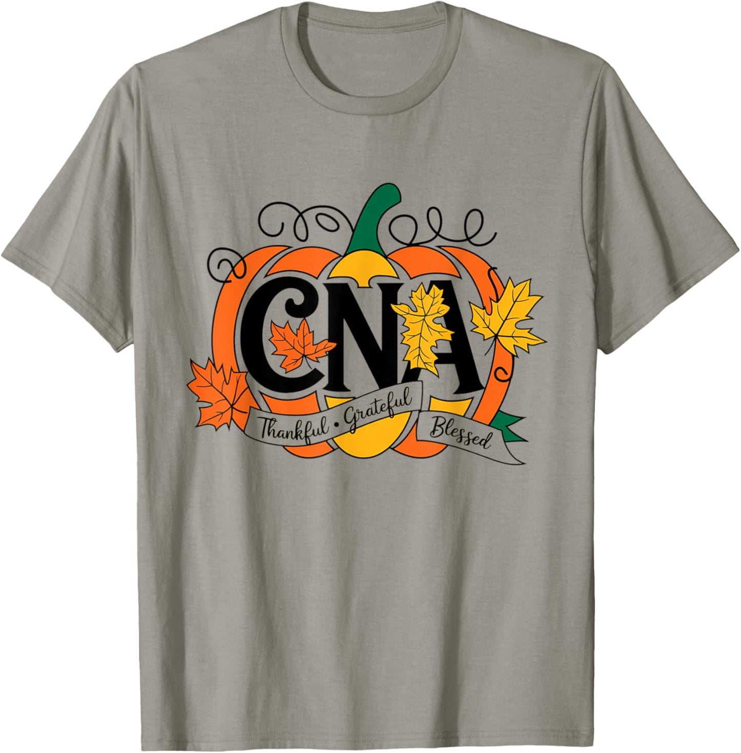 Autumn Fall Cna thanksgiving Grateful Blessed Pumpkin T-Shirt - T-Shirt | Sand