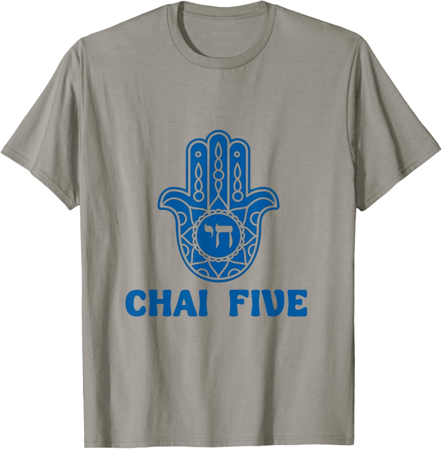 Chai Five Hamsa Hand Jewish Evil Eye Hebrew Good Luck T-Shirt - T-Shirt | Sand
