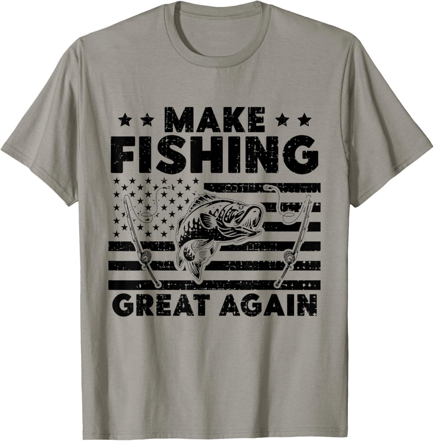 Make Fishing Great Again, Funny Fisherman Trump Gifts T-Shirt - T-Shirt | Sand