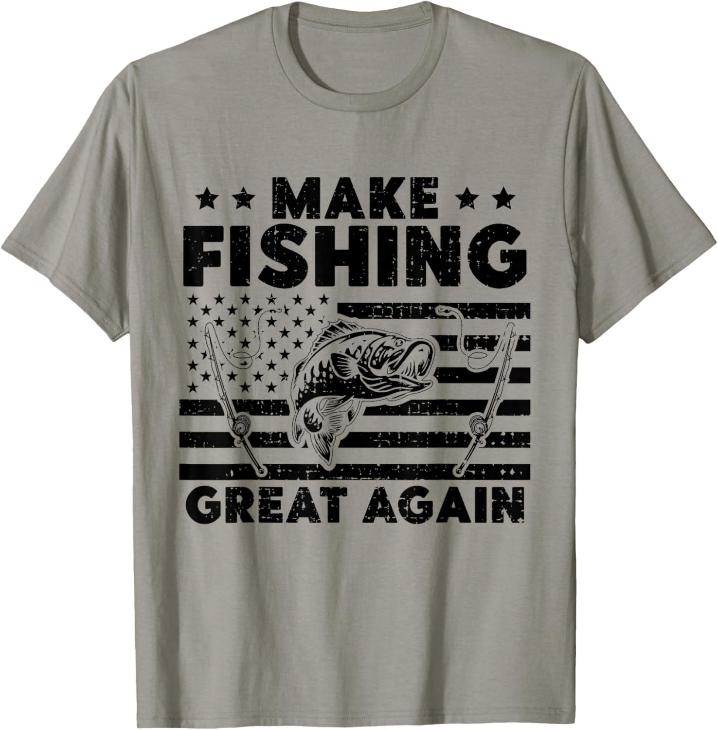Make Fishing Great Again, Funny Fisherman Trump Gifts T-Shirt - T-Shirt | Sand
