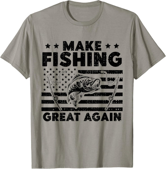 Make Fishing Great Again, Funny Fisherman Trump Gifts T-Shirt - T-Shirt | Sand