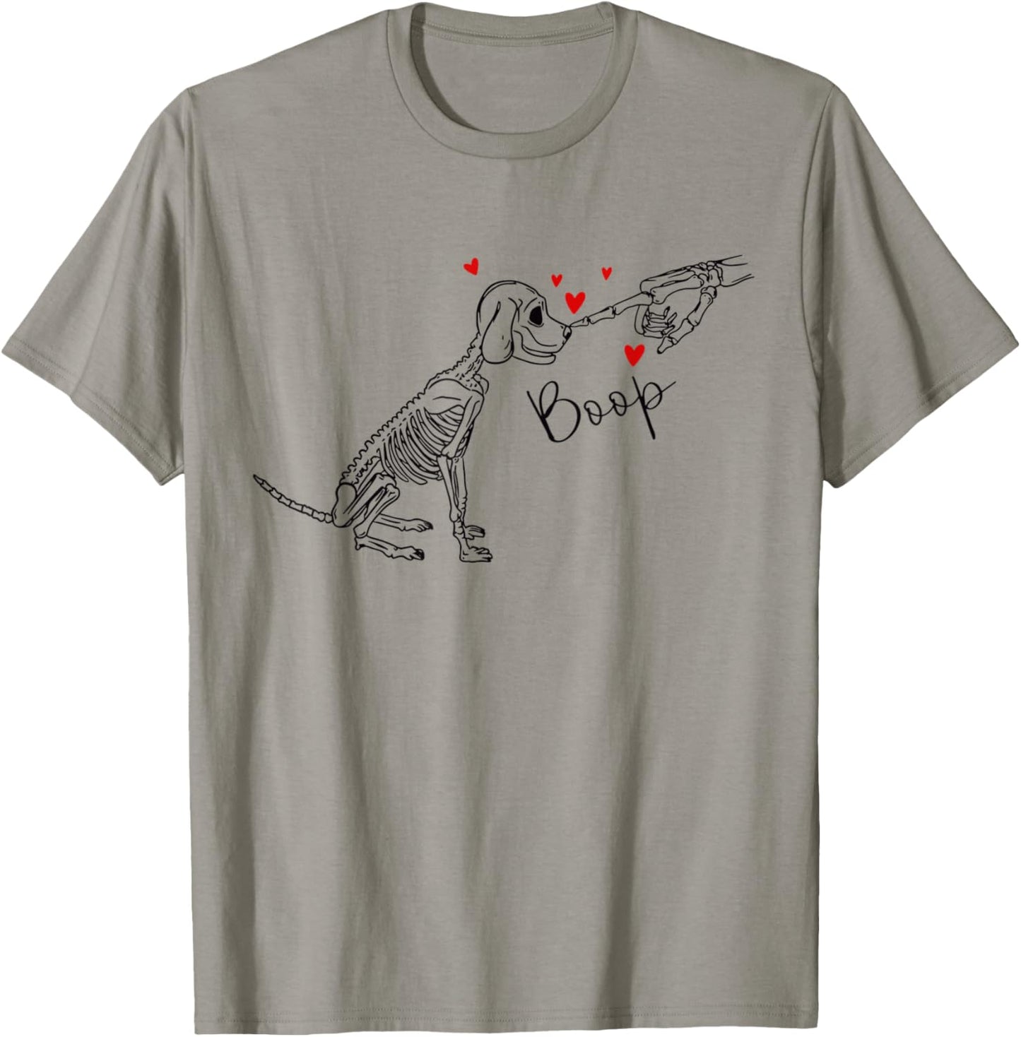 Dog Skeleton Boop Dog Funny Halloween Girl Men Women T-Shirt - T-Shirt | Sand