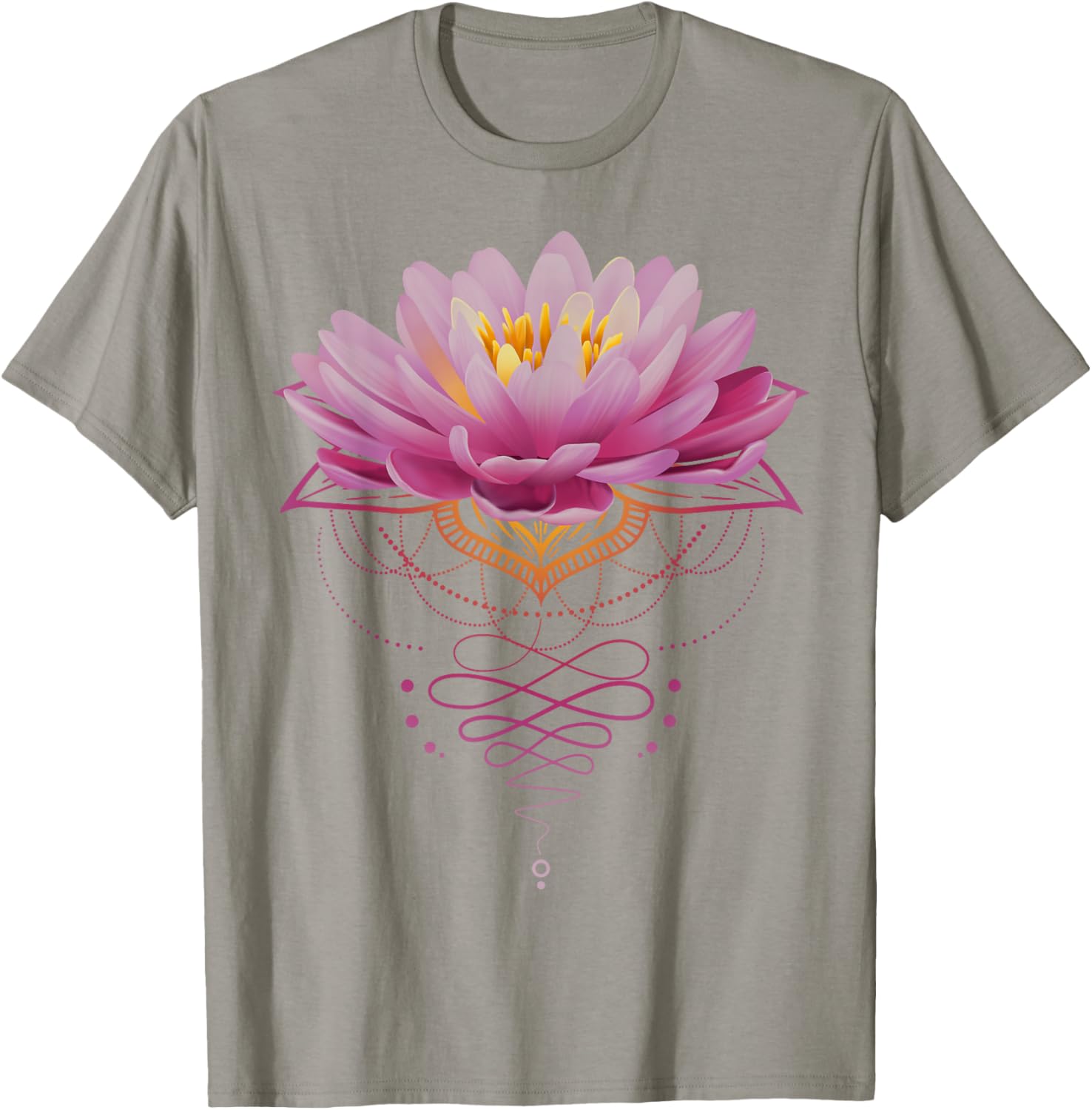 Spiritual Lotus Flower Unalome Zen Meditation Yoga Lovers T-Shirt - T-Shirt | Sand