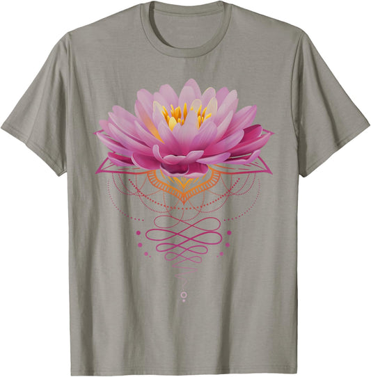 Spiritual Lotus Flower Unalome Zen Meditation Yoga Lovers T-Shirt - T-Shirt | Sand