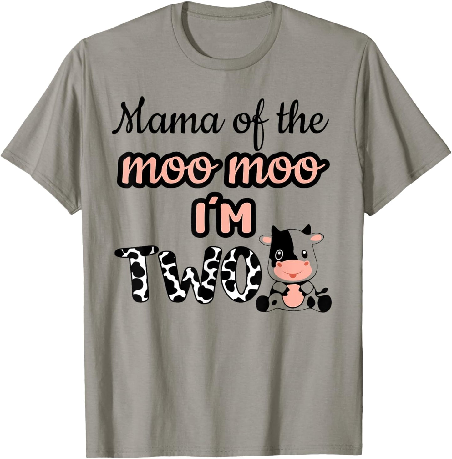Mama of the Moo Moo I'm Two Cow Farm Animal 2nd Birthday T-Shirt - T-Shirt | Sand