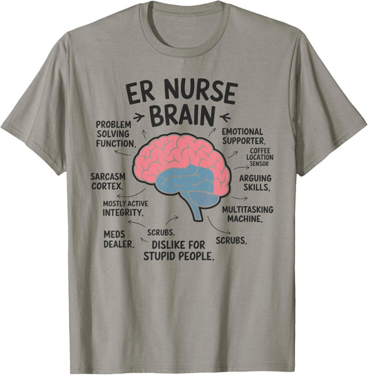 Emergency Room ER Nurse Essentials Coffee Night Shift T-Shirt - T-Shirt | Sand