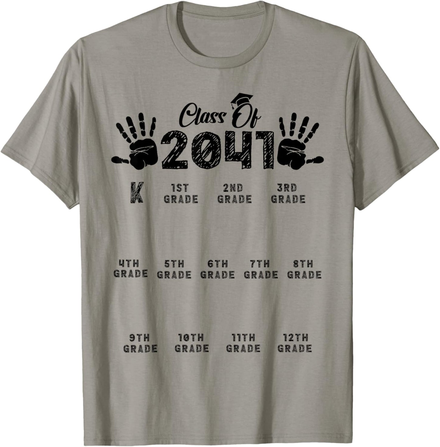 Class Of 2041 Grow With Me Handprint Kindergarten Teachers T-Shirt - T-Shirt | Sand