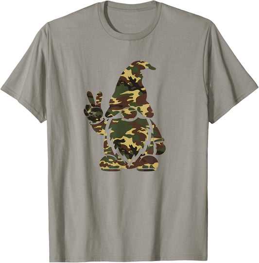 Hello Hunting Season Christmas Camouflage Camo Gnome Lover T-Shirt - T-Shirt | Sand