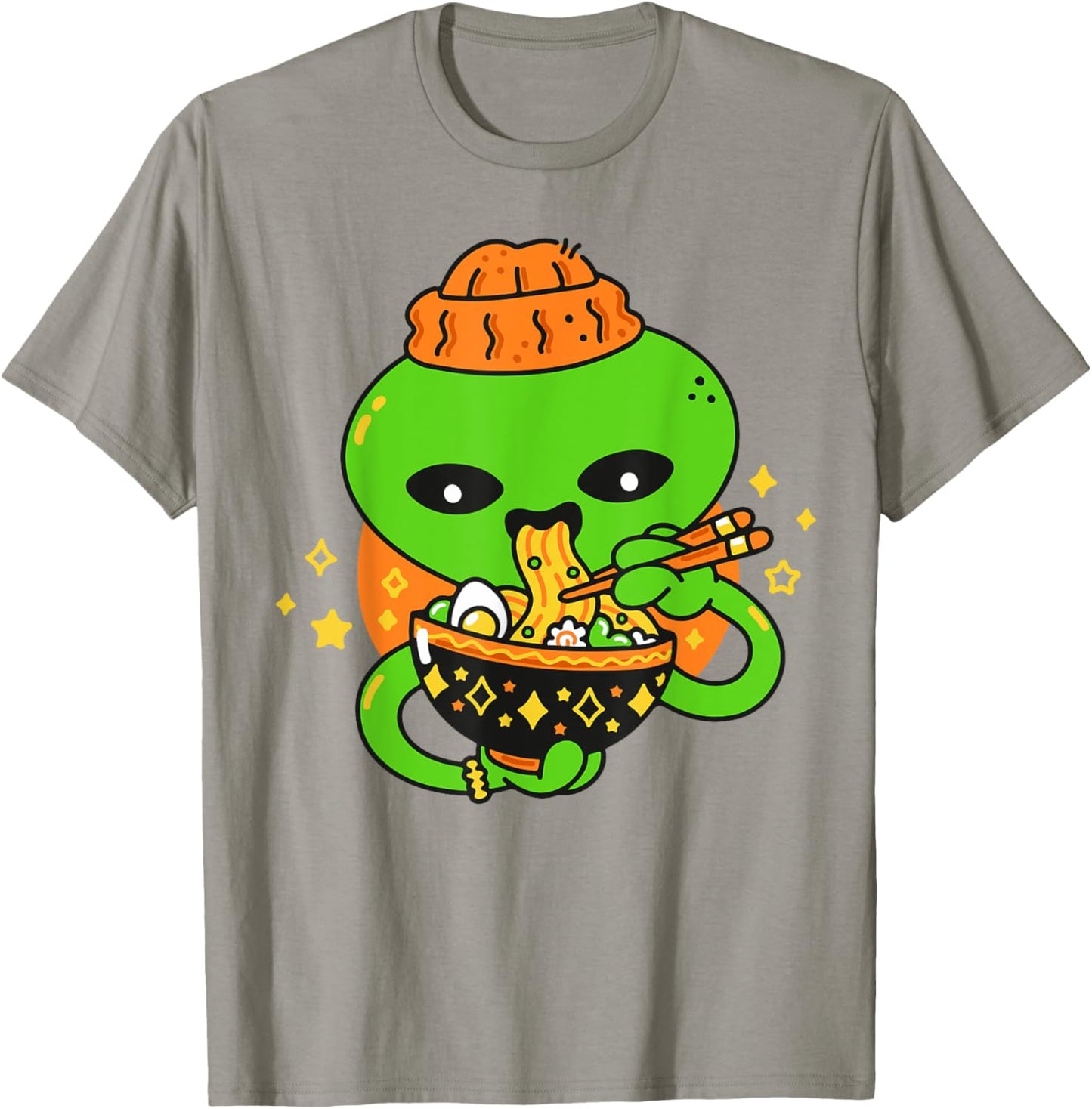 Kawaii Alien Eating Ramen Baby Boy Toddler Cute Funny Noodle T-Shirt - T-Shirt | Sand