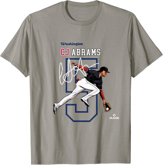 License Champs | Washington Baseball Fans | CJ Abrams MLBCJBRA3004 T-Shirt - T-Shirt | Sand