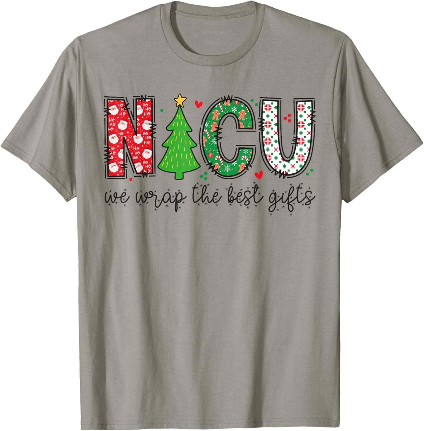Xmas NICU Nurse Christmas - We Wrap The Best Presents T-Shirt - T-Shirt | Sand