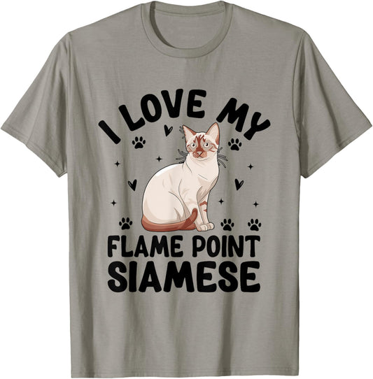 I Love My Flame Point Siamese Meezer T-Shirt - T-Shirt | Sand