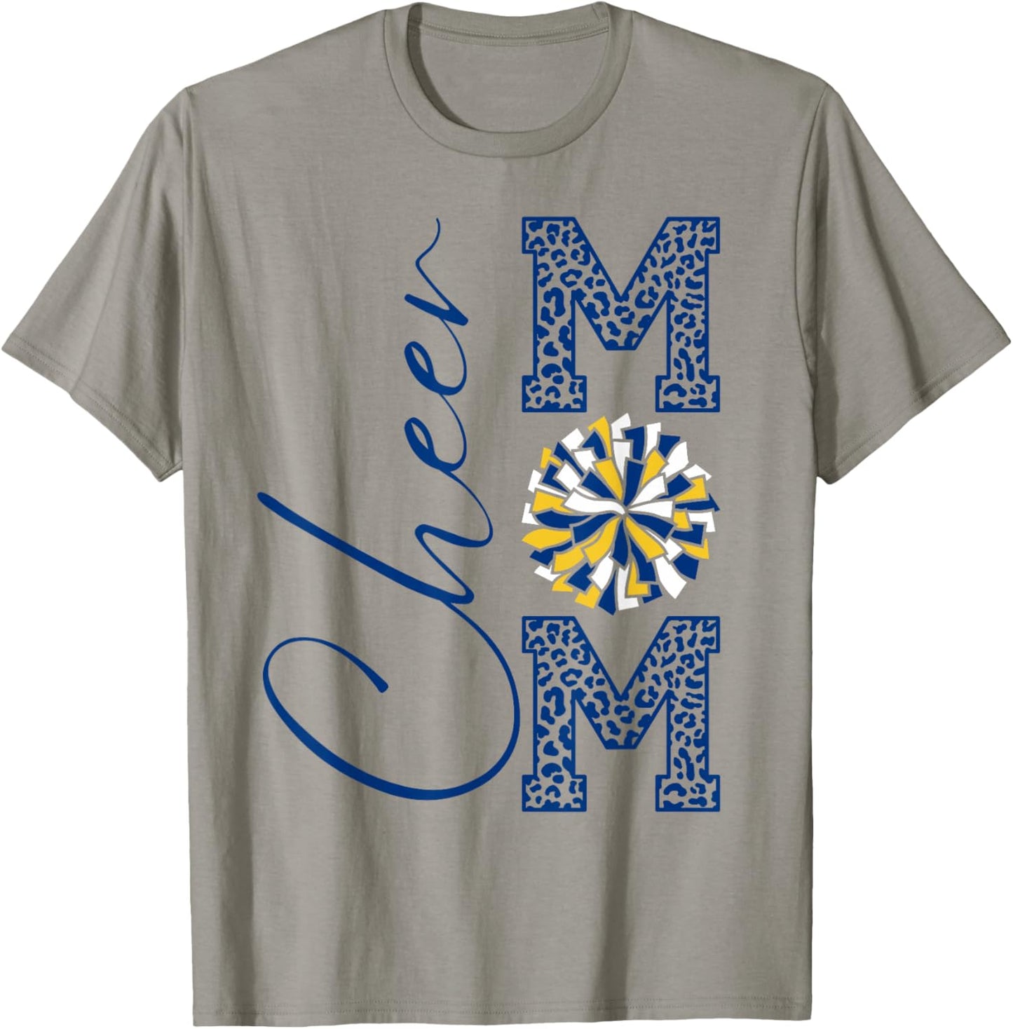 Cheer Mom | Blue, Gold, White | Leopard Print T-Shirt - T-Shirt | Sand