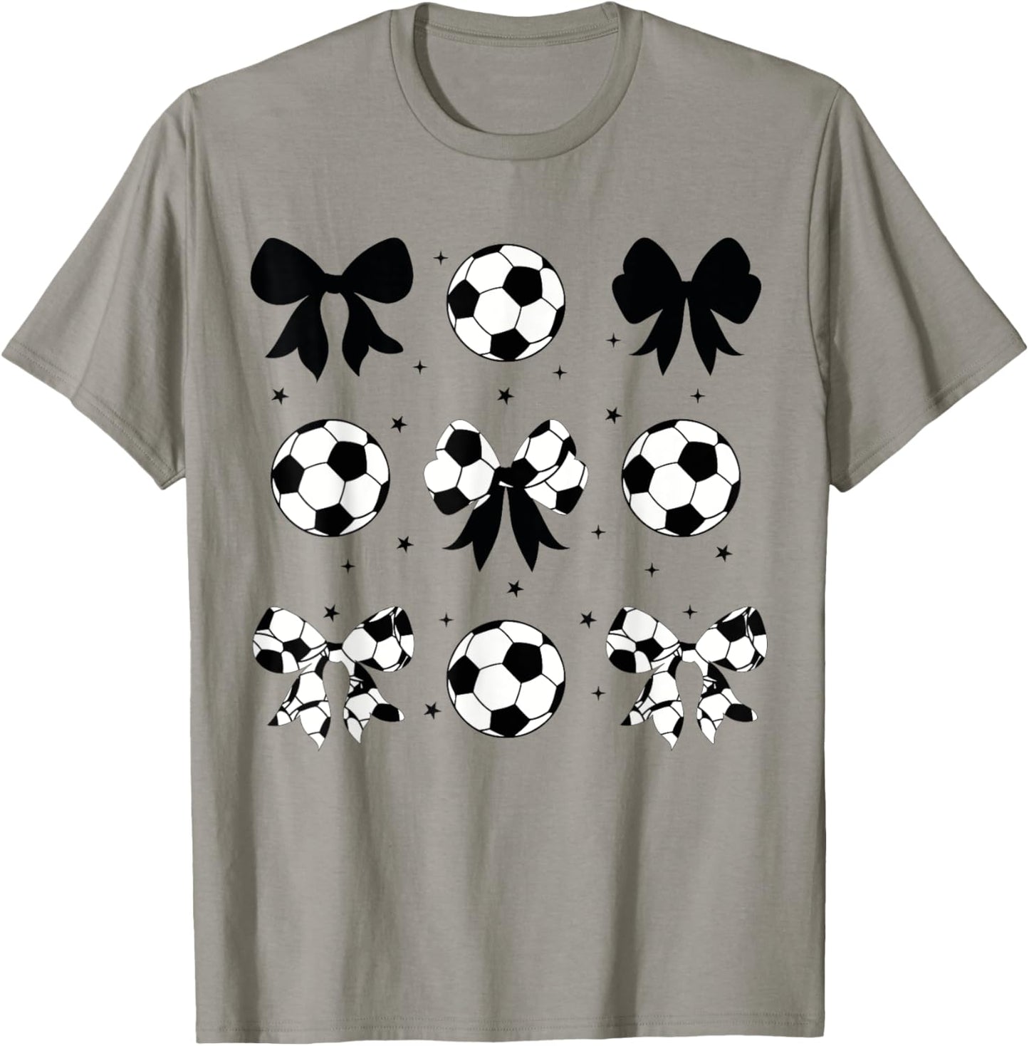 Vintage Coquette Soccer Bow Cheer Soccer Mama T-Shirt - T-Shirt | Sand