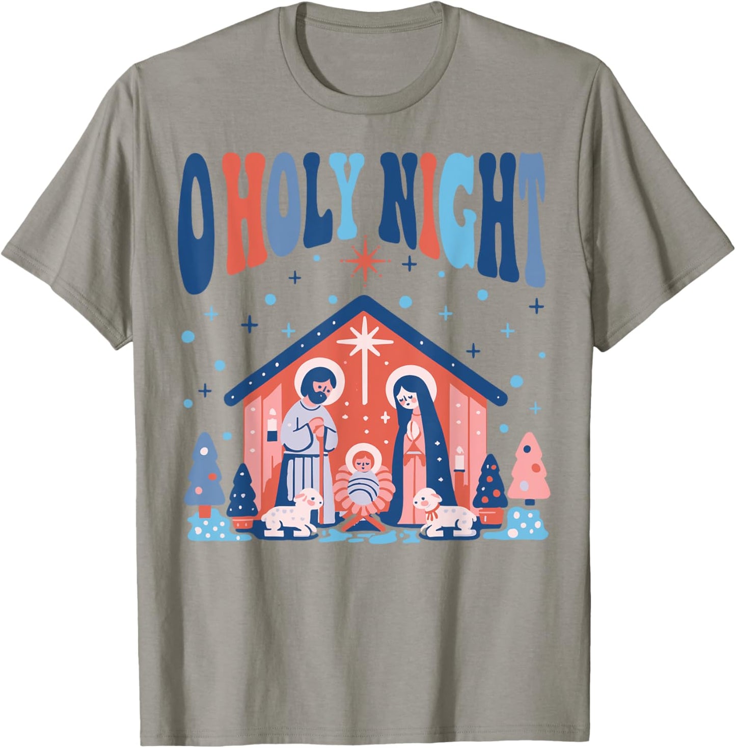 Oh Holy Night Silent Night Christmas Boho Christian Jesus T-Shirt - T-Shirt | Sand
