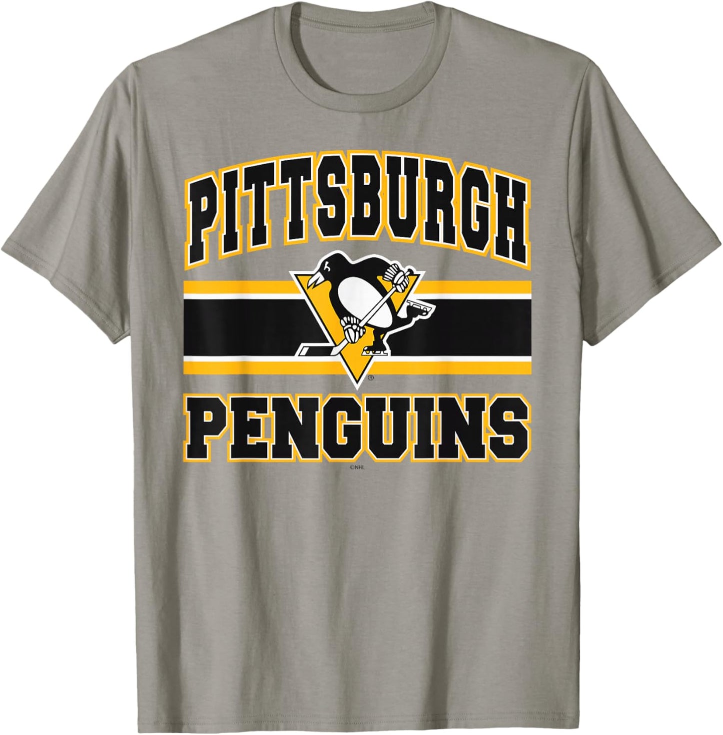 Pittsburgh Penguins Stripe Gray Officially Licensed T-Shirt - T-Shirt | Sand