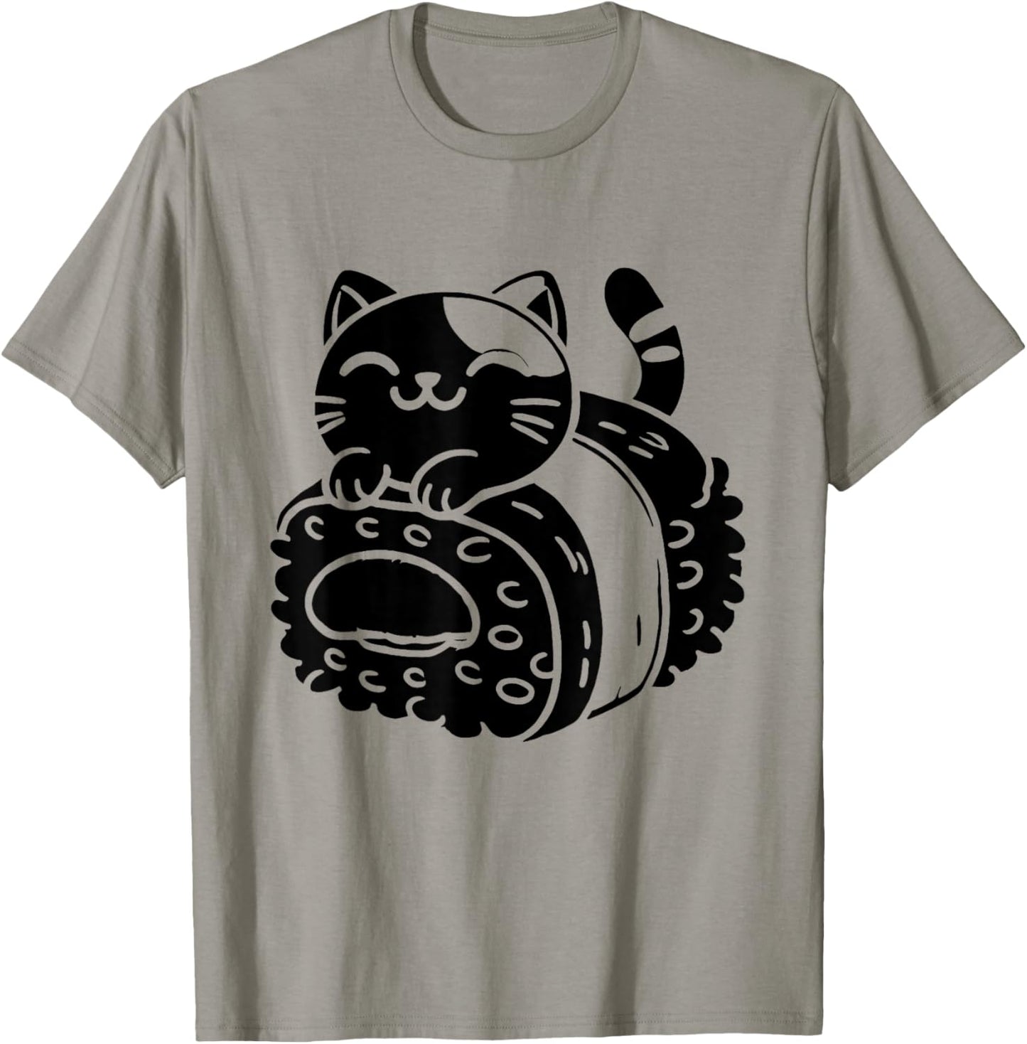 Kawaii Cat Musubi Hawaii Japanese Food Rice T-Shirt - T-Shirt | Sand