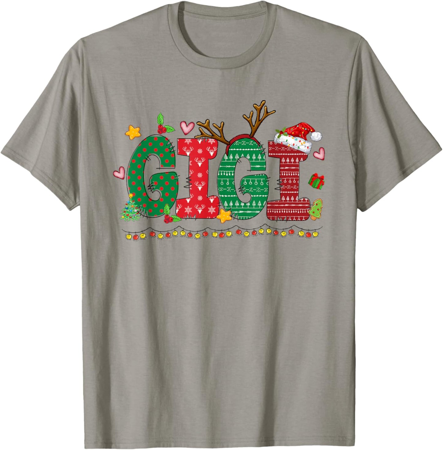 Gigi Claus Christmas Lights Pajama Family Matching T-Shirt - T-Shirt | Sand