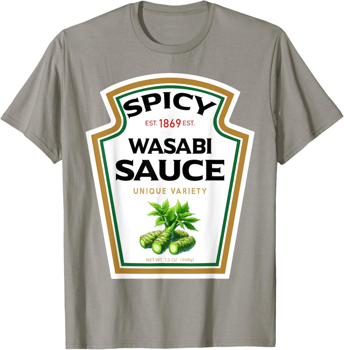 Spicy Wasabi Sauce Bottle Label Funny Halloween Costume T-Shirt - T-Shirt | Sand