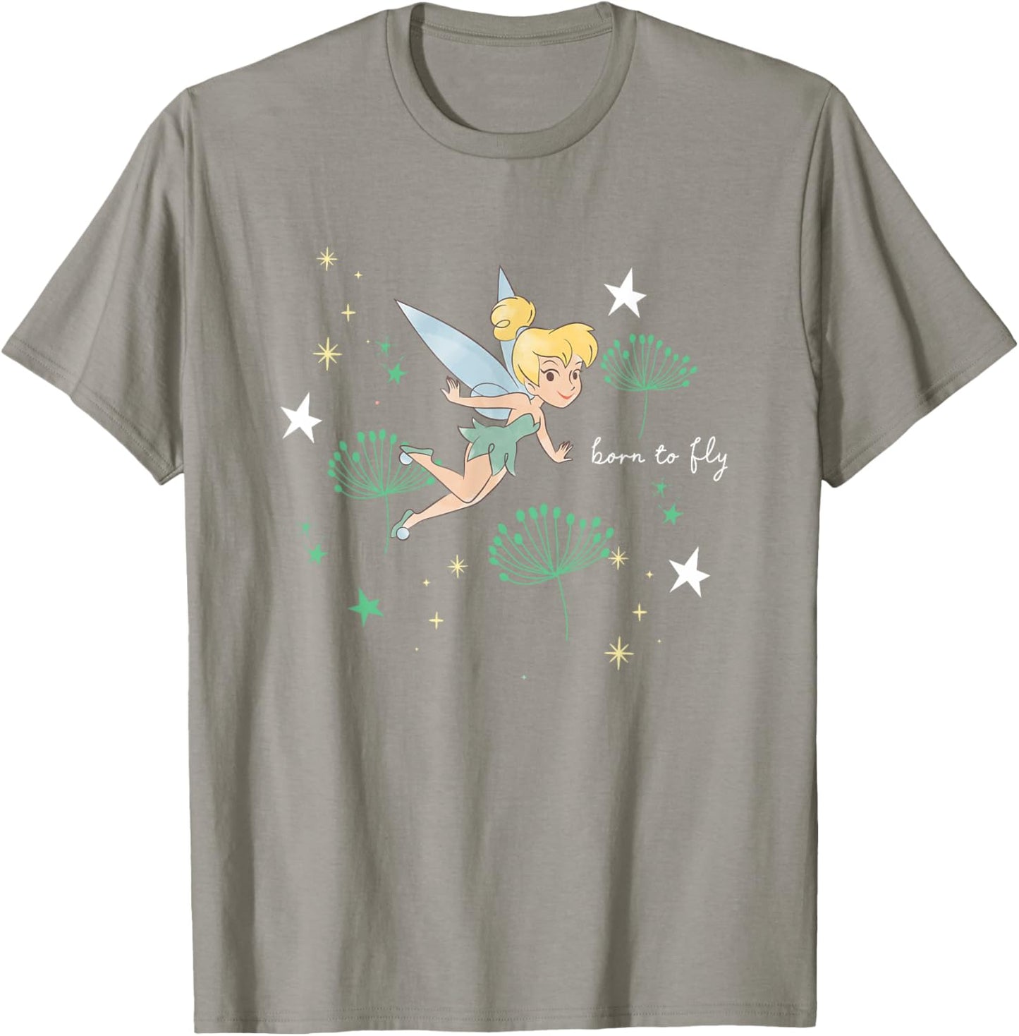 Disney Tinker Bell Born To Fly Magical Fairy Retro Big Logo T-Shirt - T-Shirt | Sand