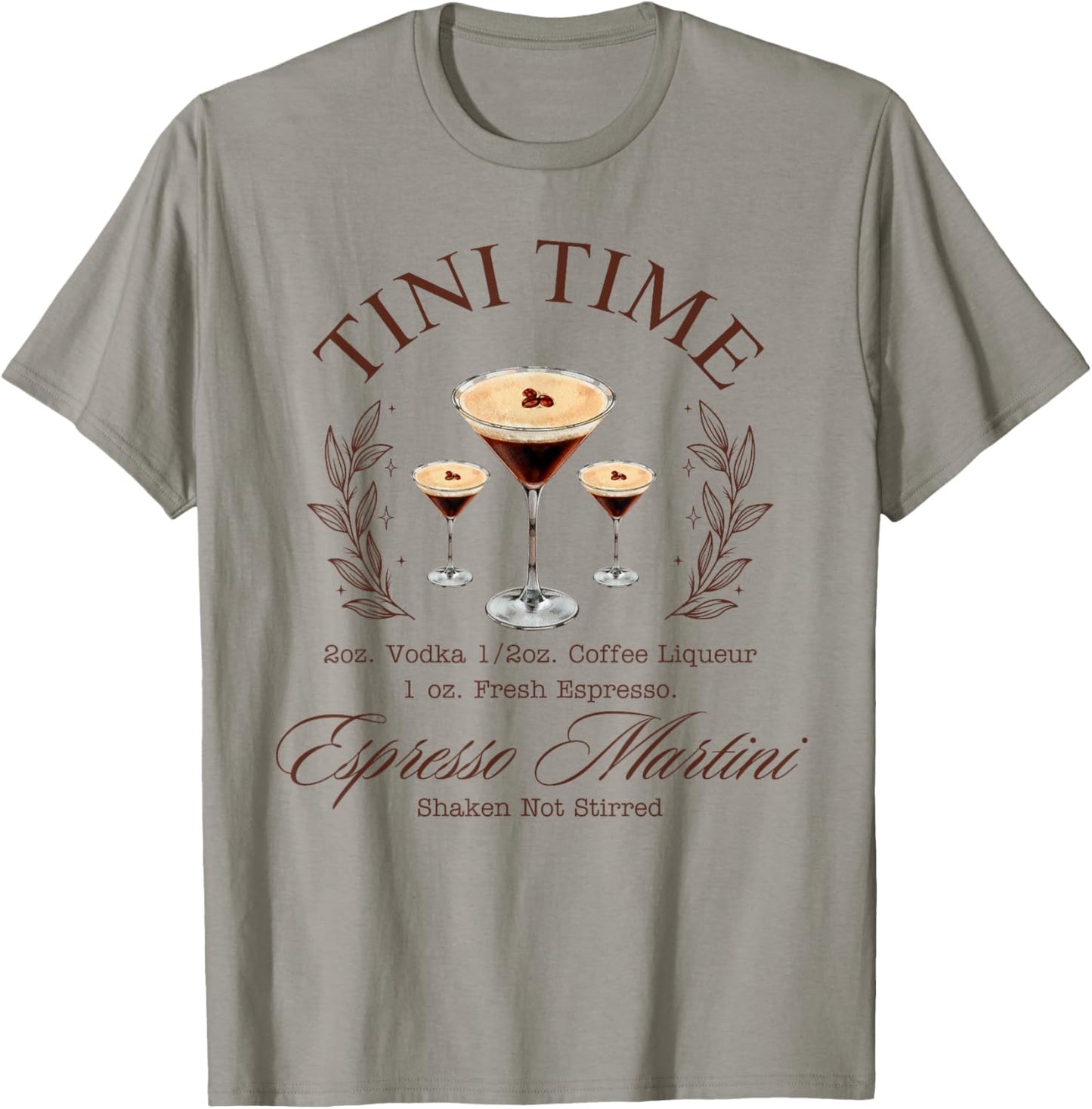 Tini Time Espresso Martini Coffee Cocktail T-Shirt - T-Shirt | Sand