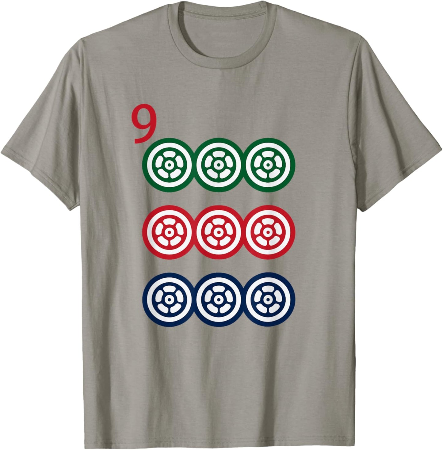 Chinese Mah Jong Dots Pinzu Nine Tile Mahjong Costume T-Shirt - T-Shirt | Sand