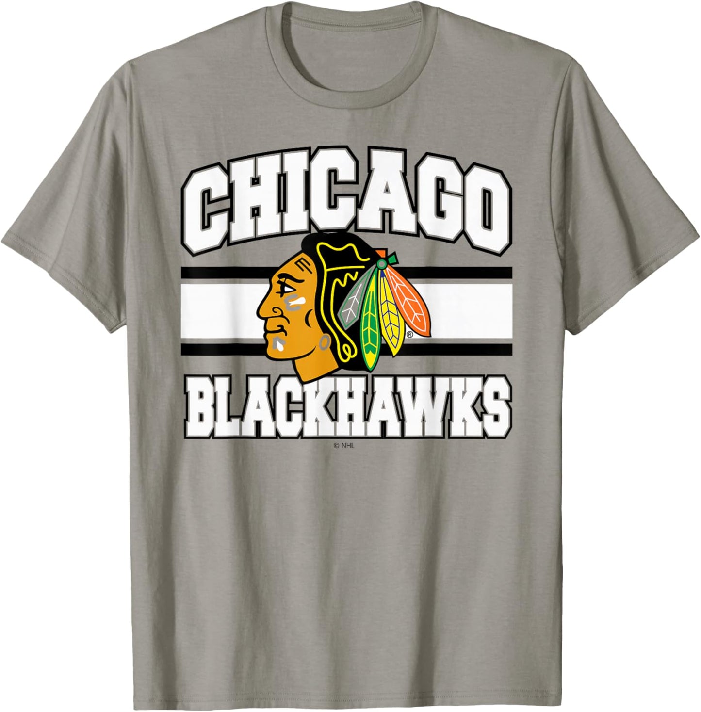 Chicago Blackhawks Stripe Red Officially Licensed T-Shirt - T-Shirt | Sand