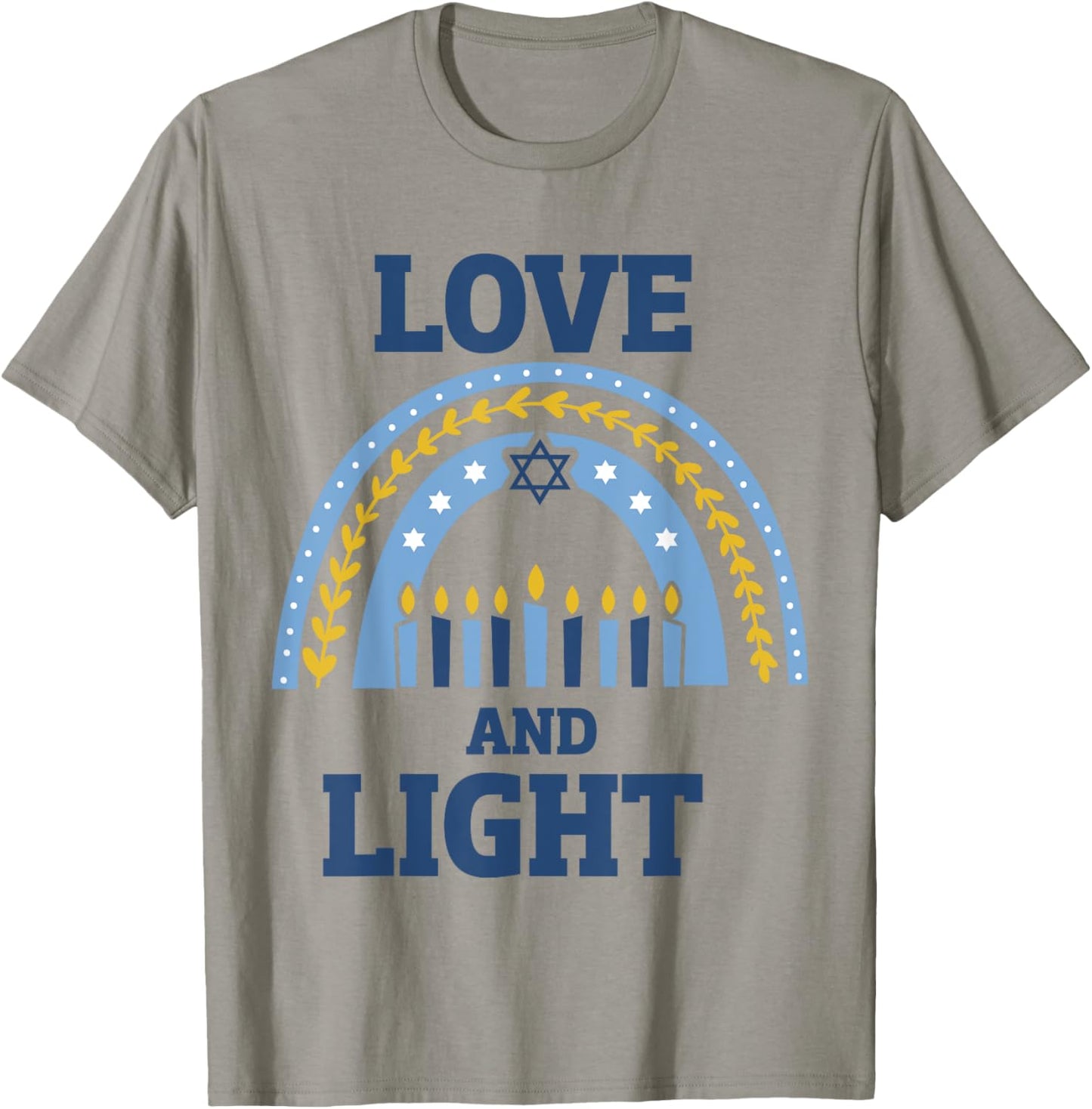 Hanukkah love light with menorah candles rainbow chanukah T-Shirt - T-Shirt | Sand