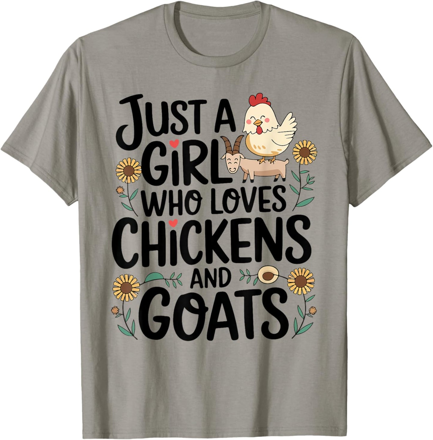 Just A Girl Who Loves Chicken And Goats Farming Farmer Women T-Shirt - T-Shirt | Sand