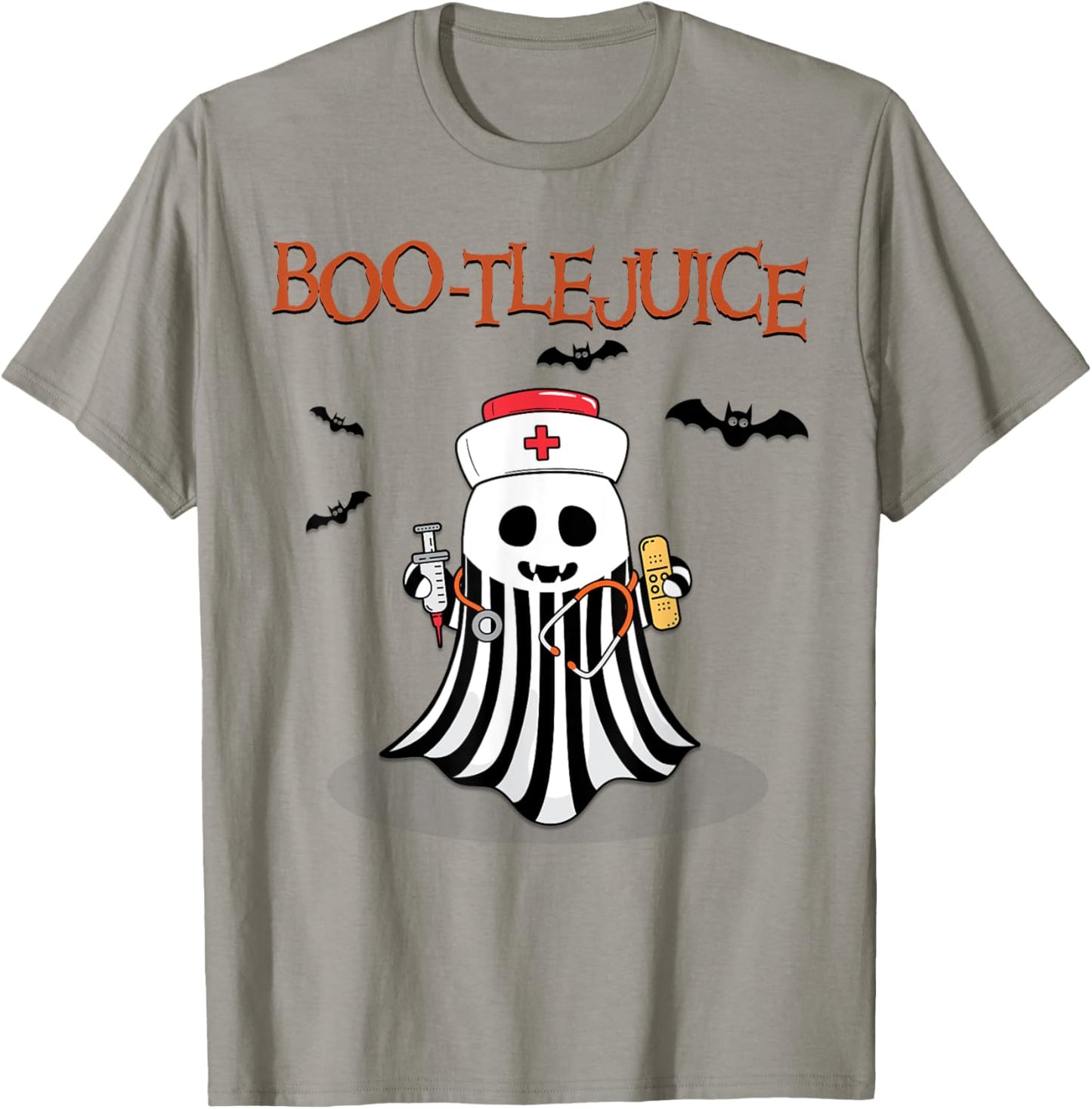Boo-tlejuice Ghost Nurse Halloween T-Shirt - T-Shirt | Sand