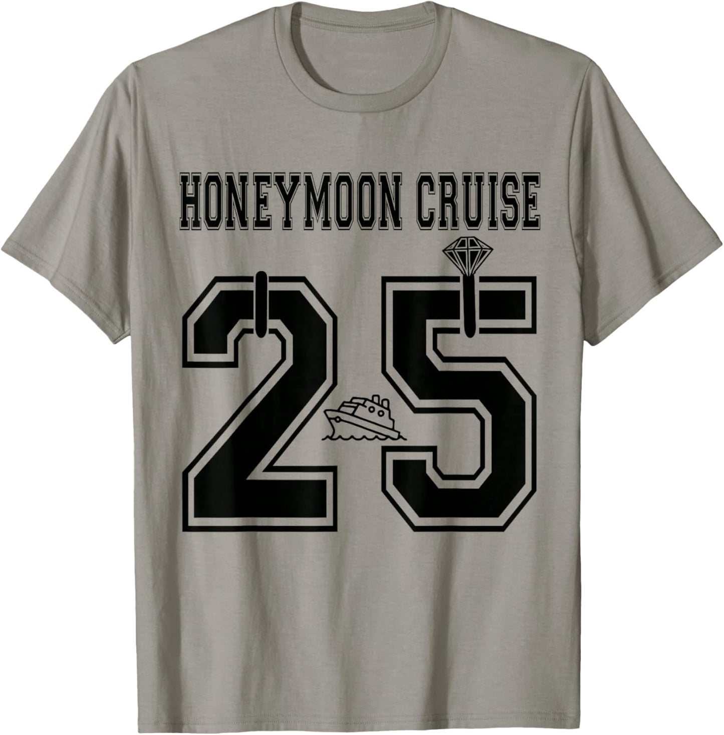 2025 Just Married Honeymoon Cruise Newlyweds Wife Husband T-Shirt - T-Shirt | Sand