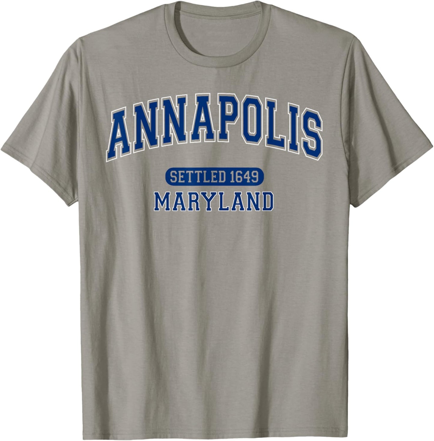 Annapolis Maryland MD Settled 1649 Vintage Arched Navy Blue T-Shirt - T-Shirt | Sand