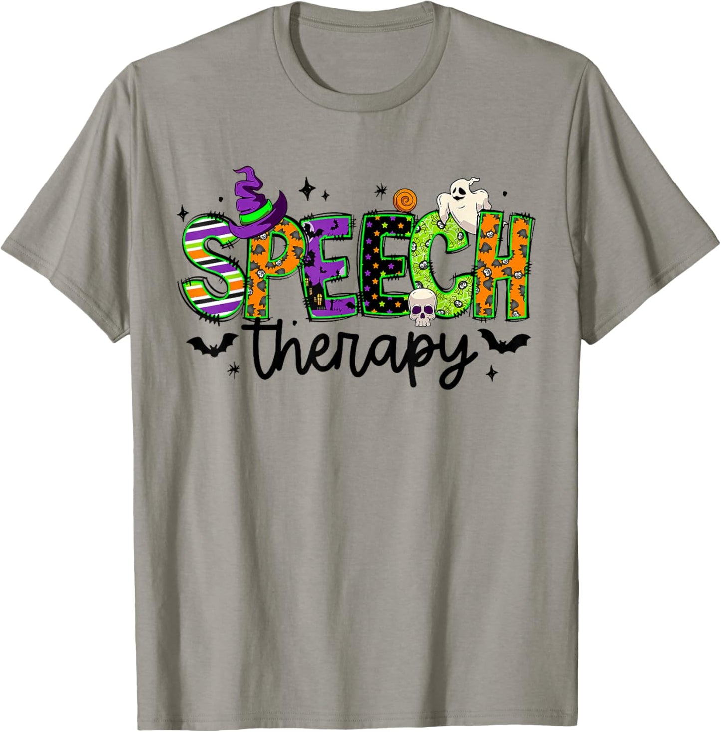 Halloween Speech Therapy Groovy Speech Language Pathologist T-Shirt - T-Shirt | Sand