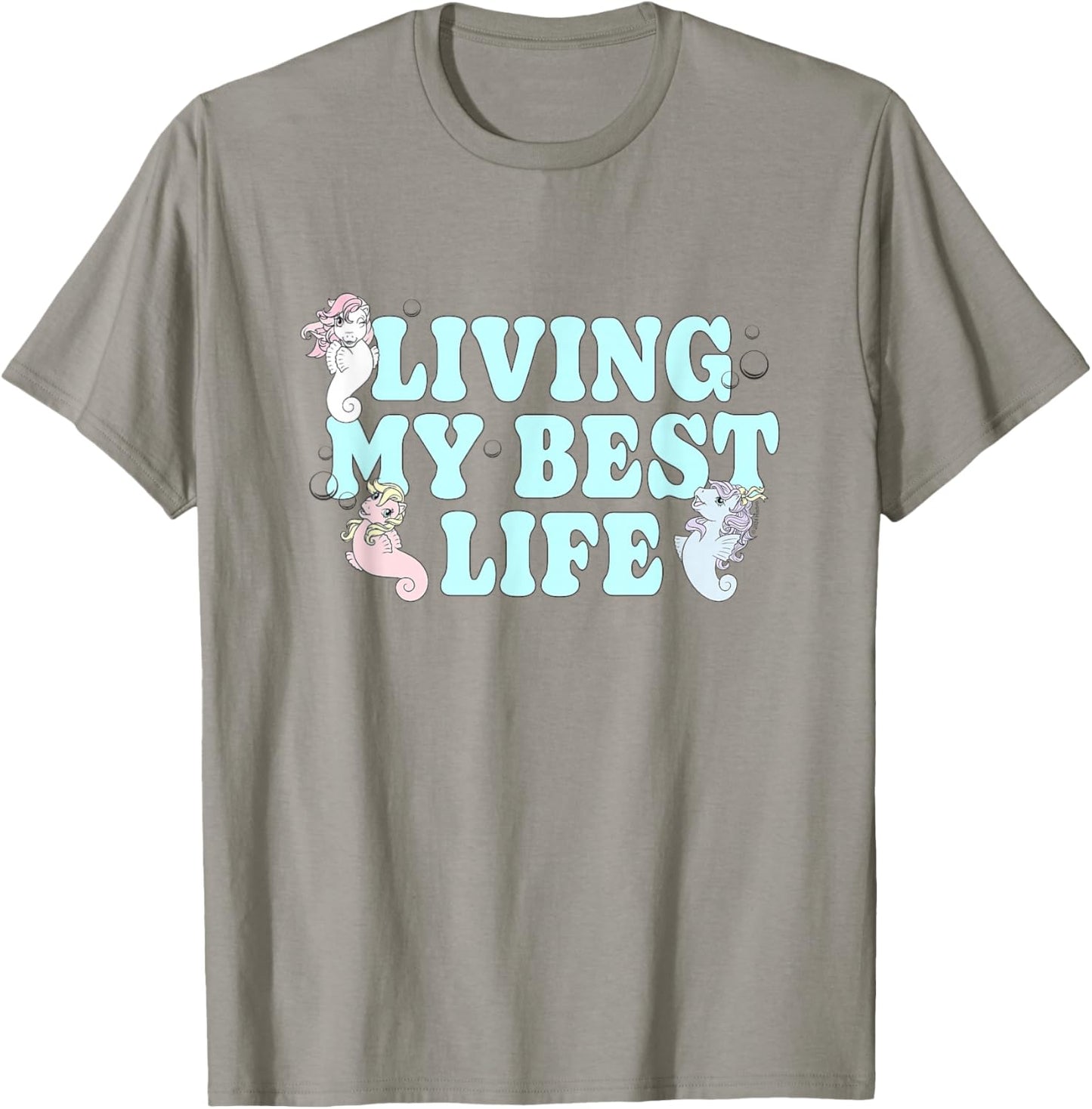 My Little Pony Living My Best Life Cute Seaponies Chest Logo T-Shirt - T-Shirt | Sand