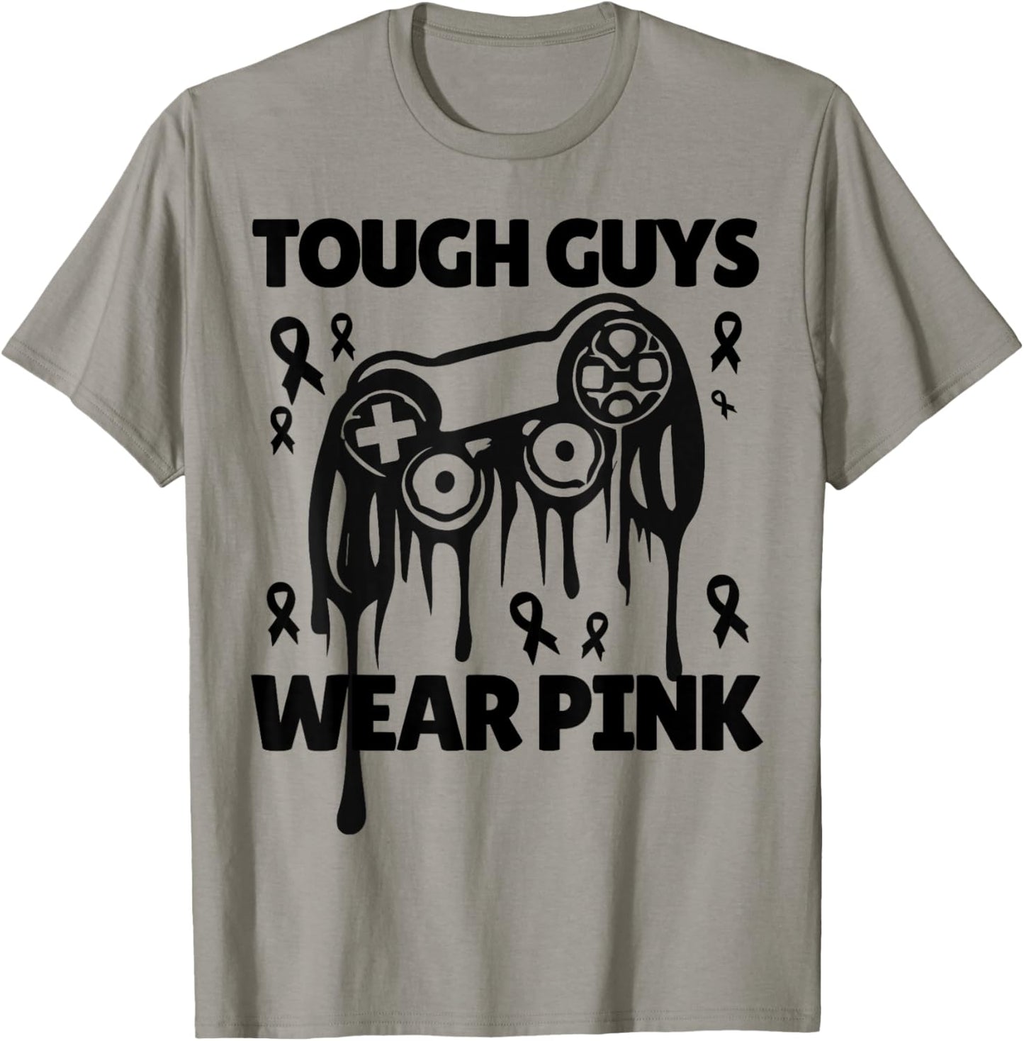 Tough Guys Wear Pink For Gamer Breast Cancer Awareness T-Shirt - T-Shirt | Sand