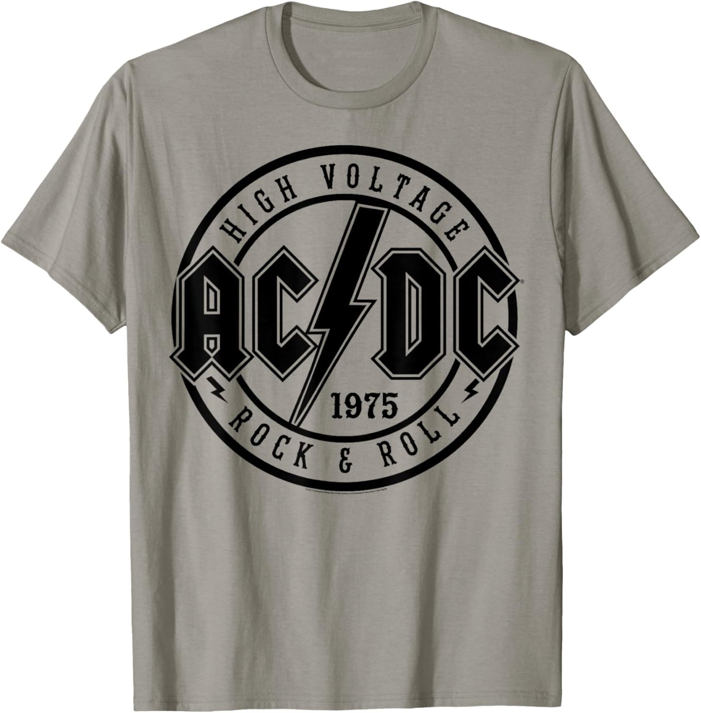 AC/DC Classic White Cotton - Rock & Roll, Adult, Short Sleeve T-Shirt - T-Shirt | Sand