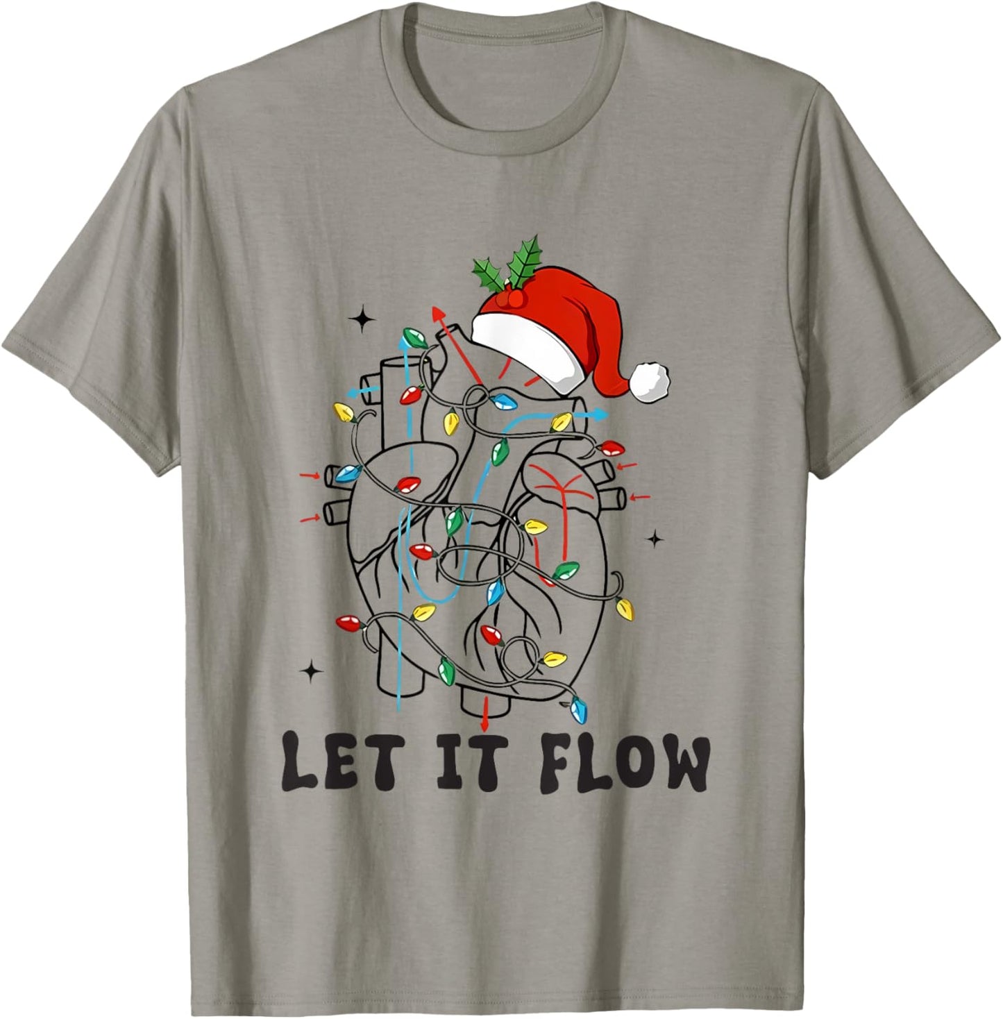 Christmas Cardiac Nurse Heart Anatomy Cath Lab CVICU Cv Icu T-Shirt - T-Shirt | Sand