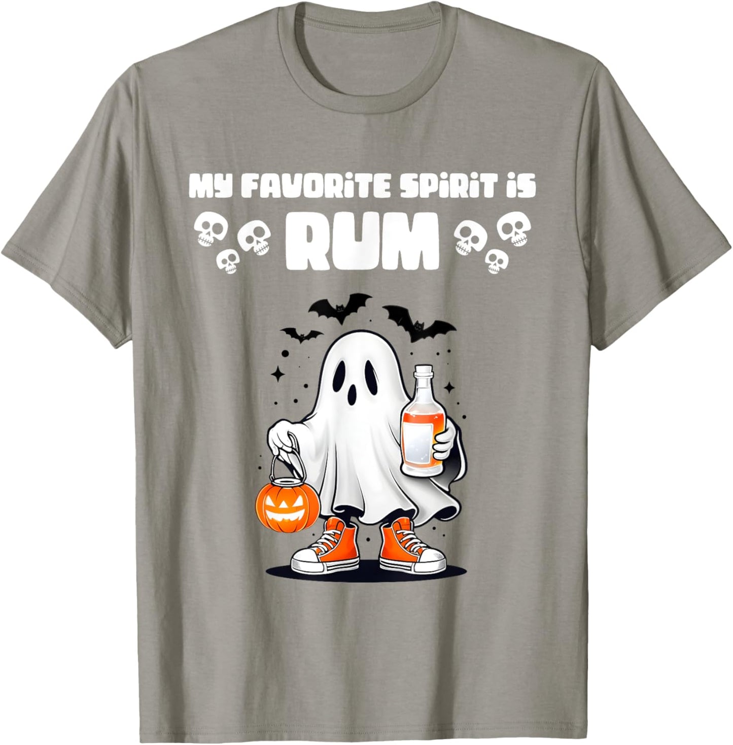 Funny Spooky Ghost Rum, My Favorite Spirit Is Rum Halloween T-Shirt - T-Shirt | Sand