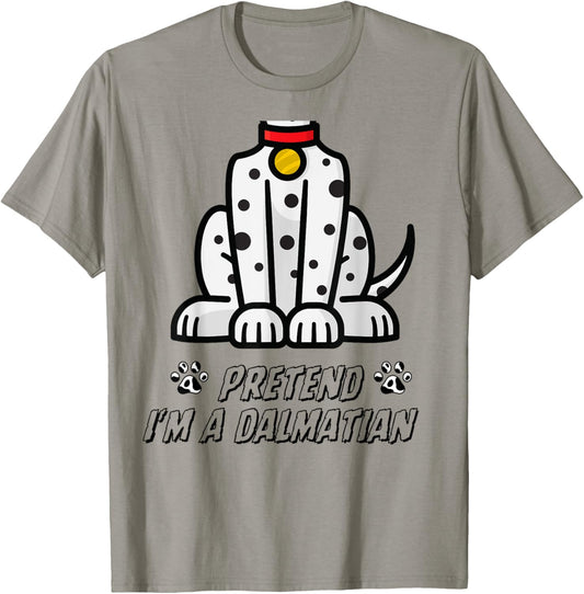 Funny Pretend I'm A Dalmatian Dog Lazy Halloween Men Women T-Shirt - T-Shirt | Sand